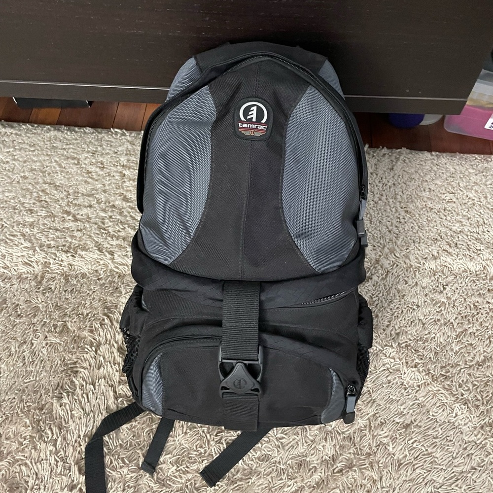 Black and Gray Camera Backpack with Ergonomic Design